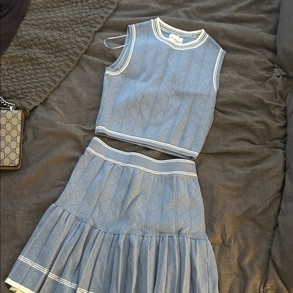 Blue Sleeveless Top and Skirt Set